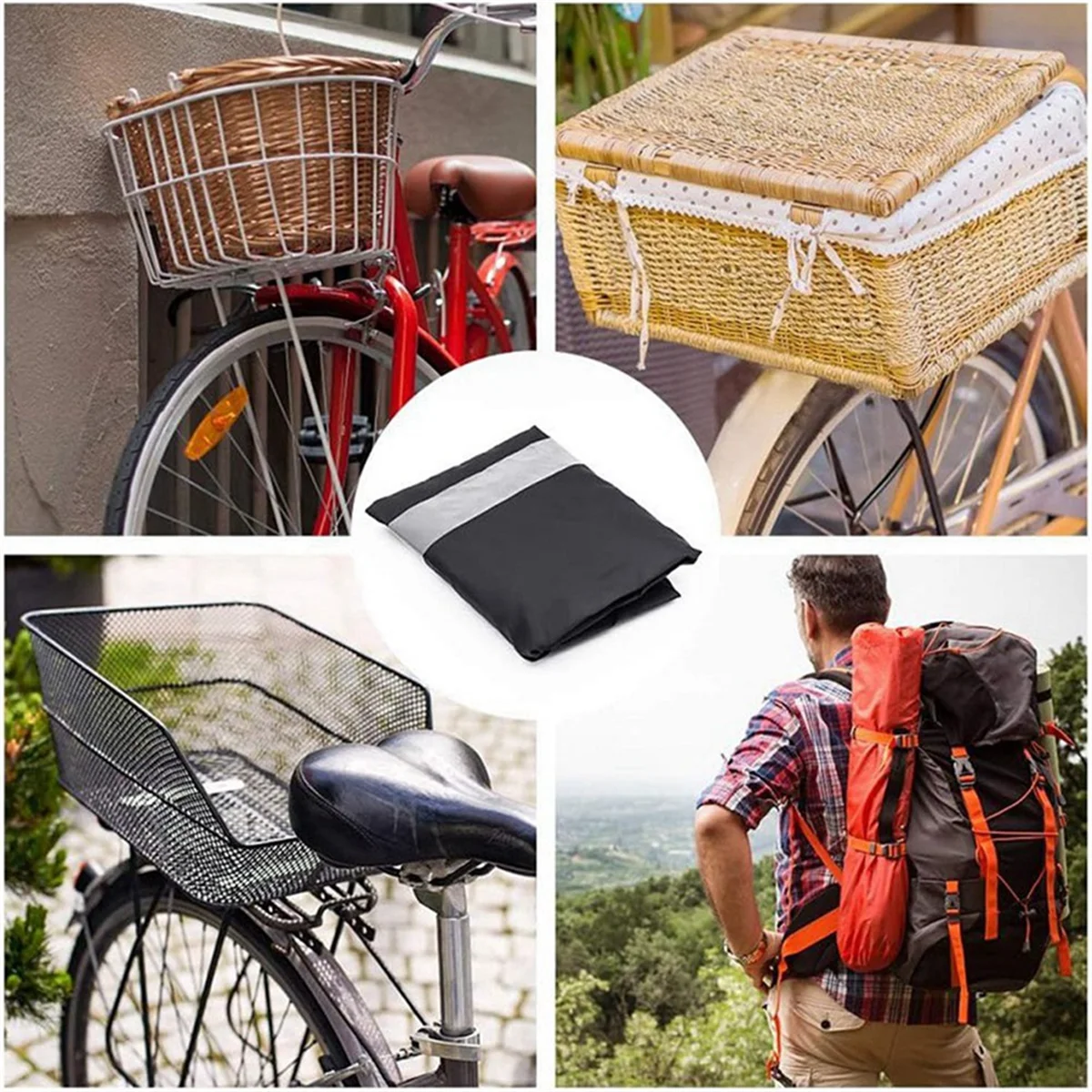 Capa à prova de chuva para bicicleta a71p, forro à prova d'água para cesta de bicicleta com faixa reflexiva, acessórios para cesta de bicicleta, serve para a maioria das cestas de bicicleta a