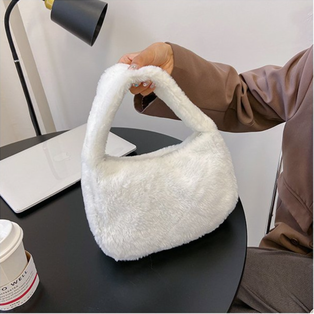 Stylish Leopard Pattern Tote Bag Soft Plush Handbag Underarm Shoulder Bag Women'S Casual Armpit Bag Lipstick Key Bag Trendy