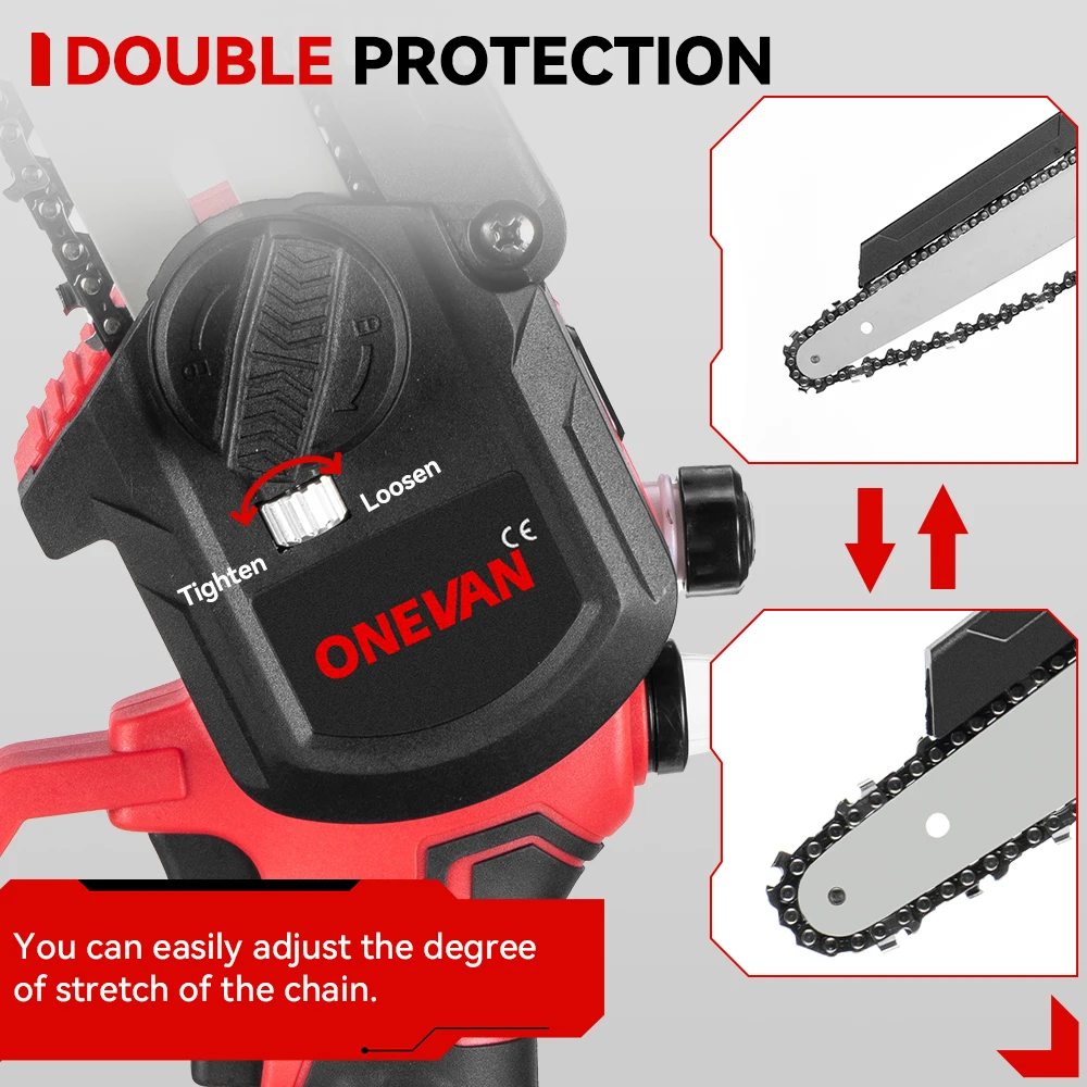 ONEVAN Brushless 8 นิ้วเลื่อยไฟฟ้าอัตโนมัติ Oiler มือถือสวน Pruning Chainsaw งานไม้เครื่องมือสําหรับ Makita 18V แบตเตอรี่ Pin