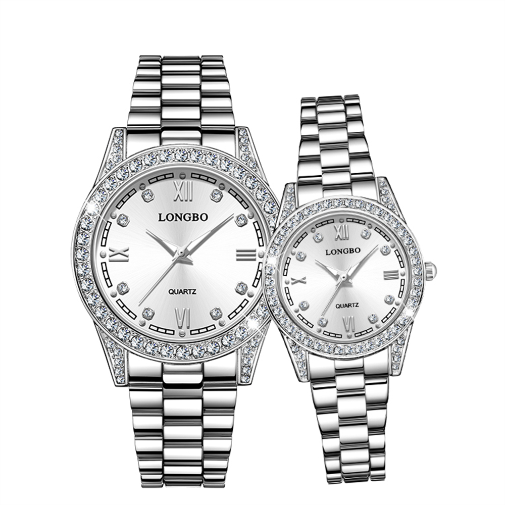 Conjunto de relojes de acero inoxidable para parejas, pulsera de cuarzo resistente al agua, luminoso, 2 piezas, 2024