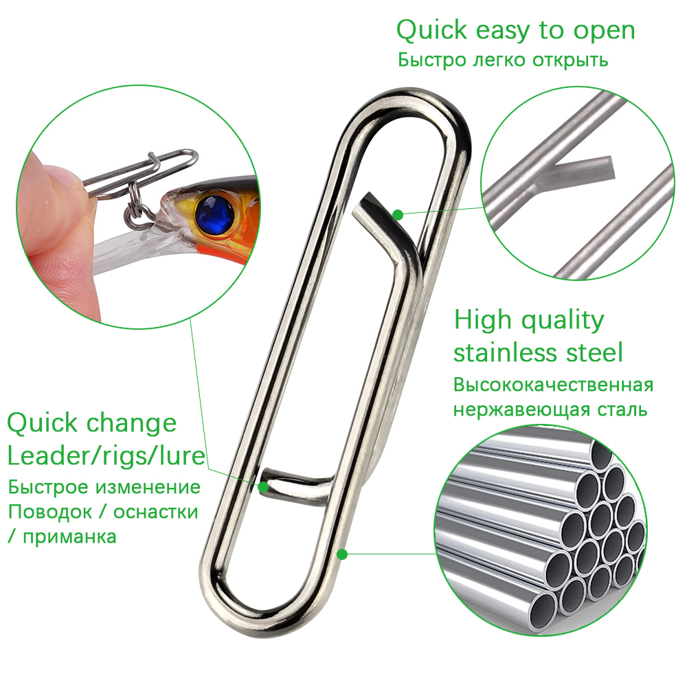 DNDYUJU 30 stücke Angeln Interlock Schöne Snap Schnelle Clips Edelstahl Angeln Barrel Wirbel Köder Haken Stecker Zubehör Pesca