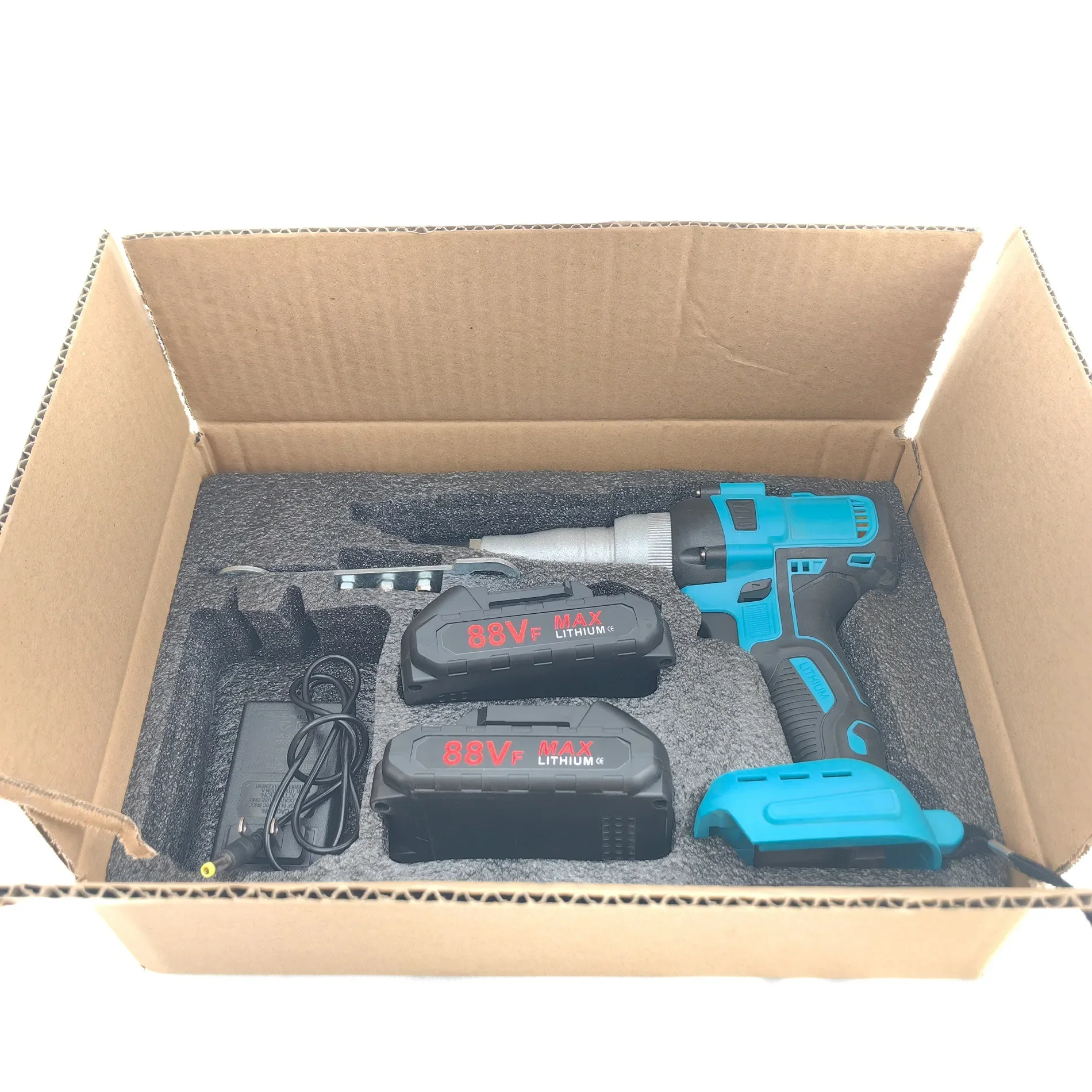 Pistola de rebitagem sem fio com bateria de lítio recarregável Rebitador cego elétrico automático sem escova, sem fio para casa e indústria, 21V