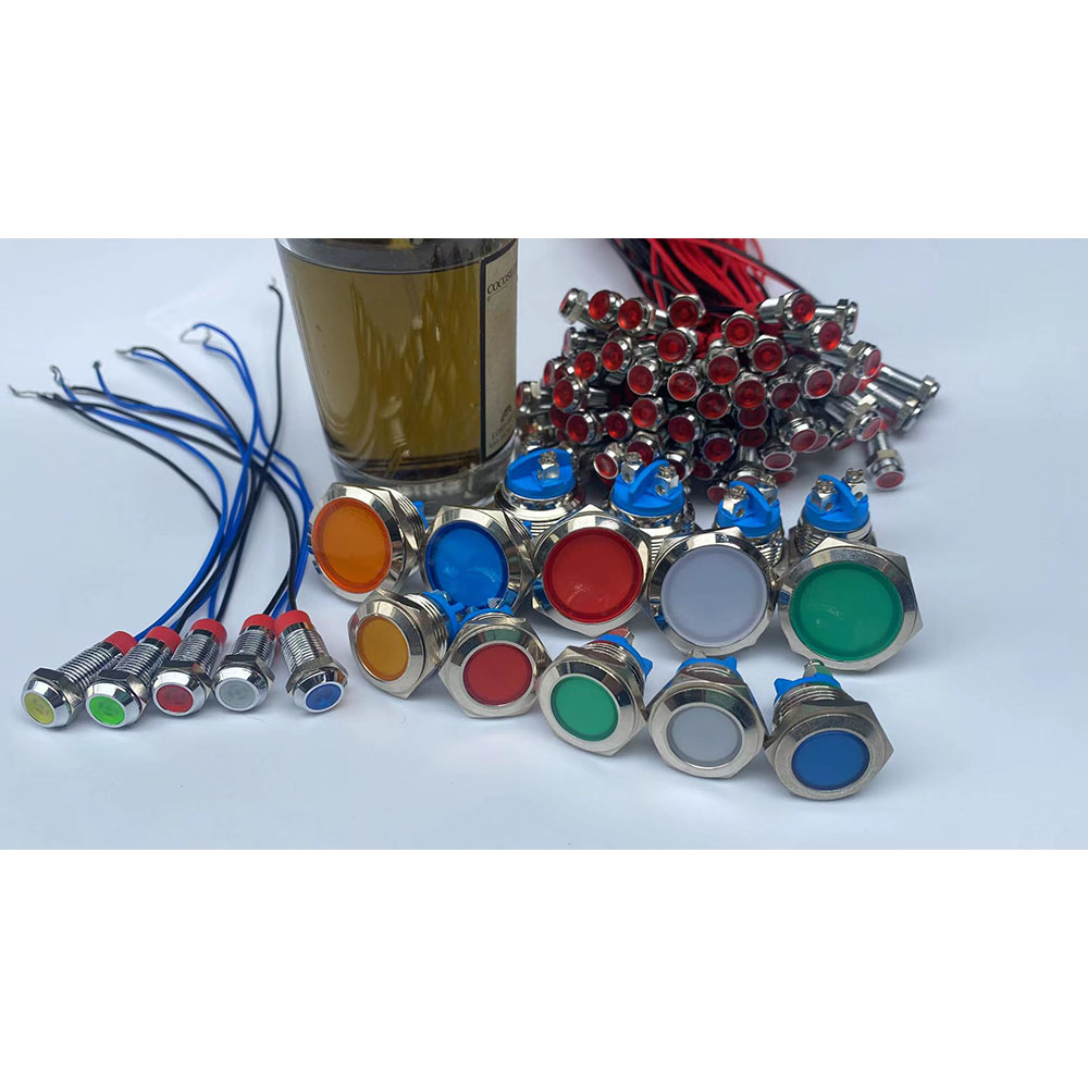 6mm 8mm 10mm 12mm 16mm Metal LED Warning indicator light Waterproof IP67 Signal Lamp Pilot Wires switch 3V 5V 12V 220V Red Blue