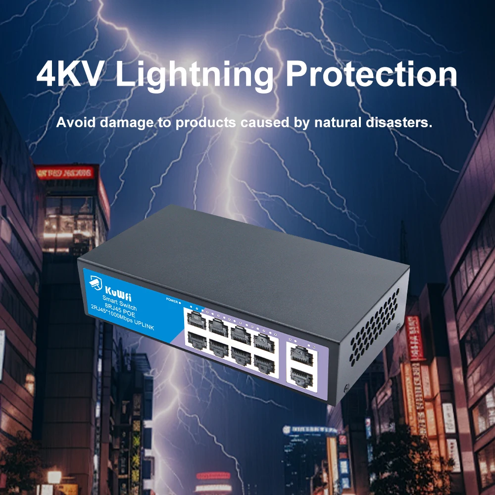 KuWFi POE Switch 4/8 Ports 100Mbps Network Ethernet Switch with Fast RJ45 POE & Uplink Port for IP camera/Wireless AP