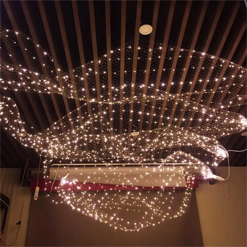 F2 Wedding Net LED String Lights 1x5/10m Roll Festival Party Hotel Ceiling Fairy Light Decorat DIY Meshes Starry Sky Rice Lamp