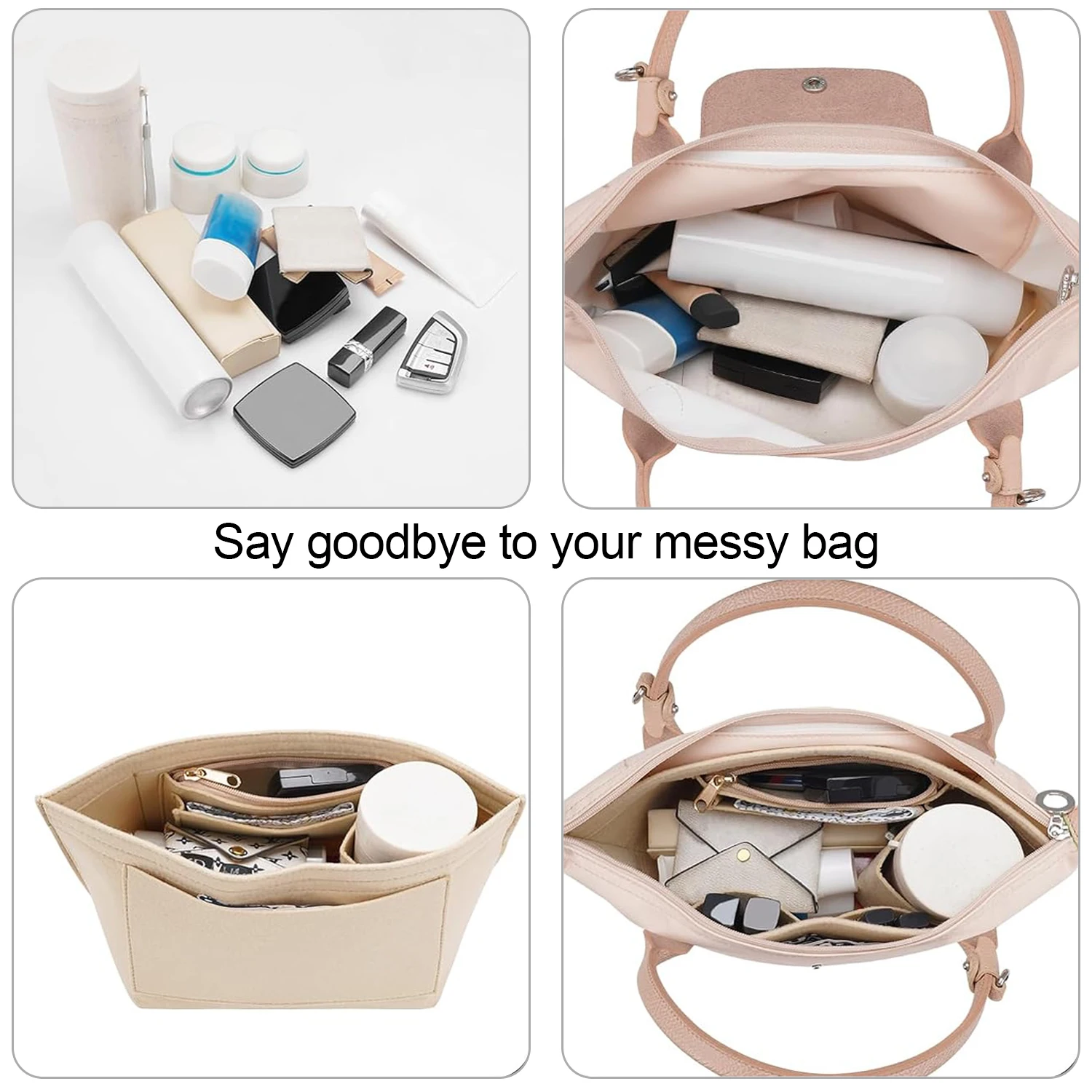 Felt insert Purse Organizer for Longchamp Le Pliage Series  Handbag Insert