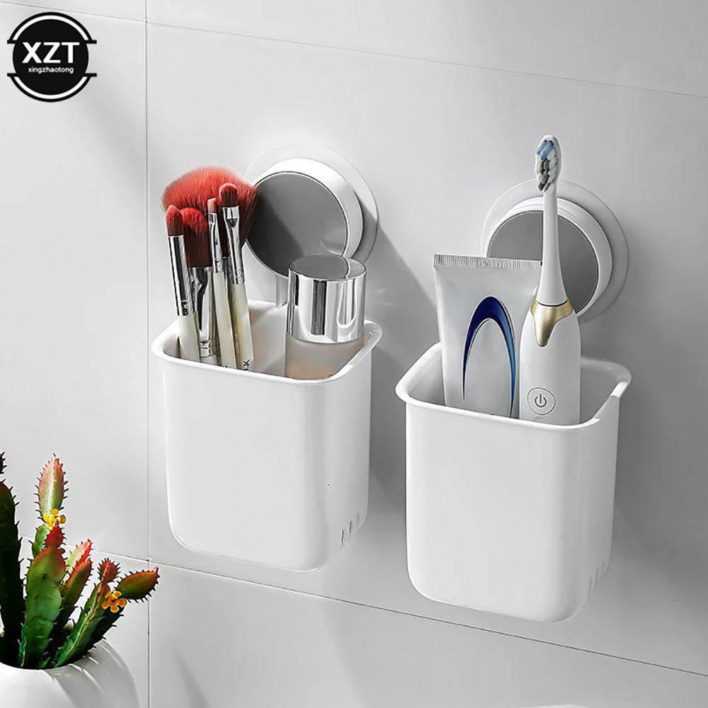 Soporte portátil montado en la pared para cepillos de dientes, soporte impermeable para taza de boca y pasta de dientes, estante de almacenamiento para el baño sin taladro, organizador