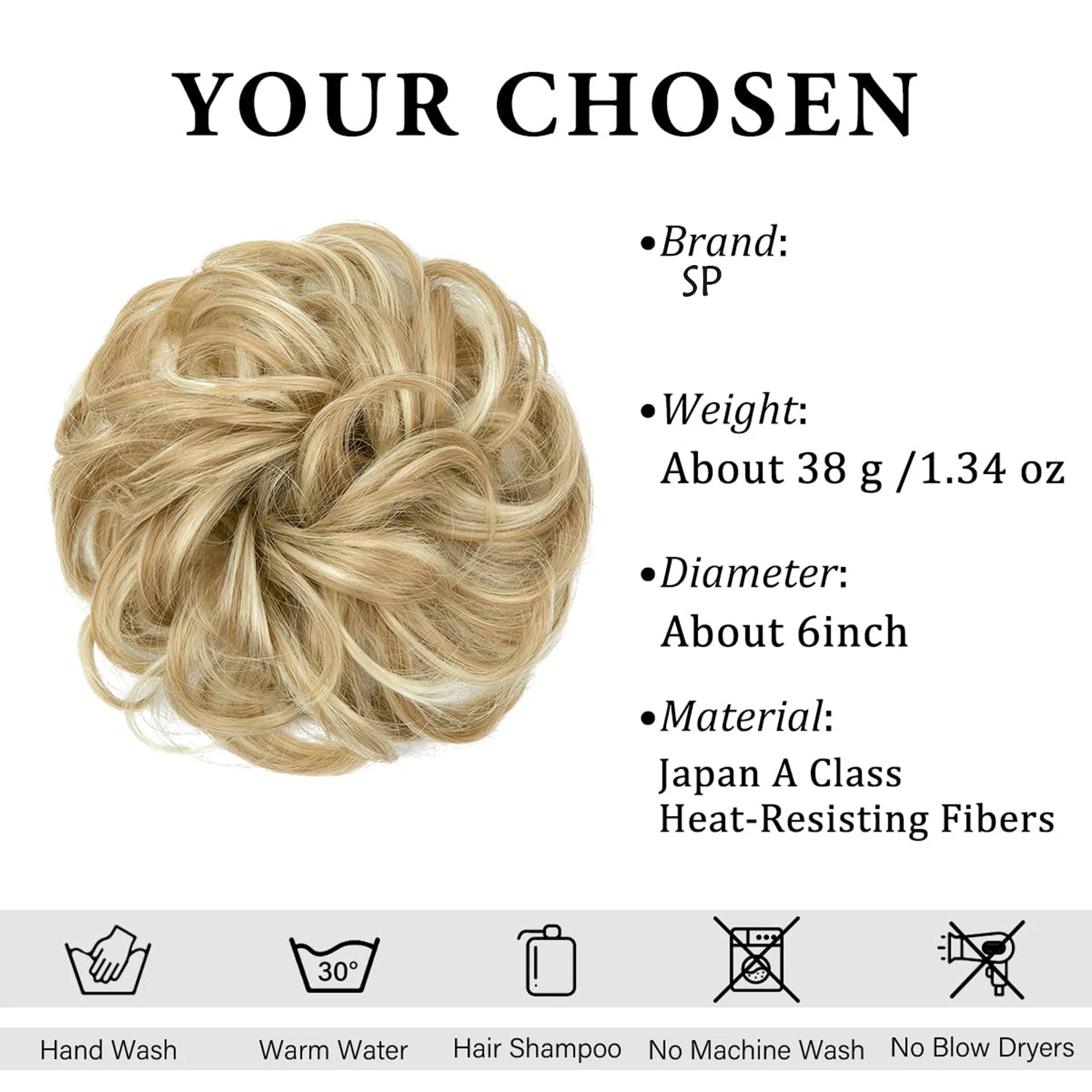 6-Zoll-Kunsthaar-Dutt-Extensions, unordentliche lockige elastische Haargummis, Haarteile, Chignon, Donut, Hochsteckfrisur, Haarteile für Frauen