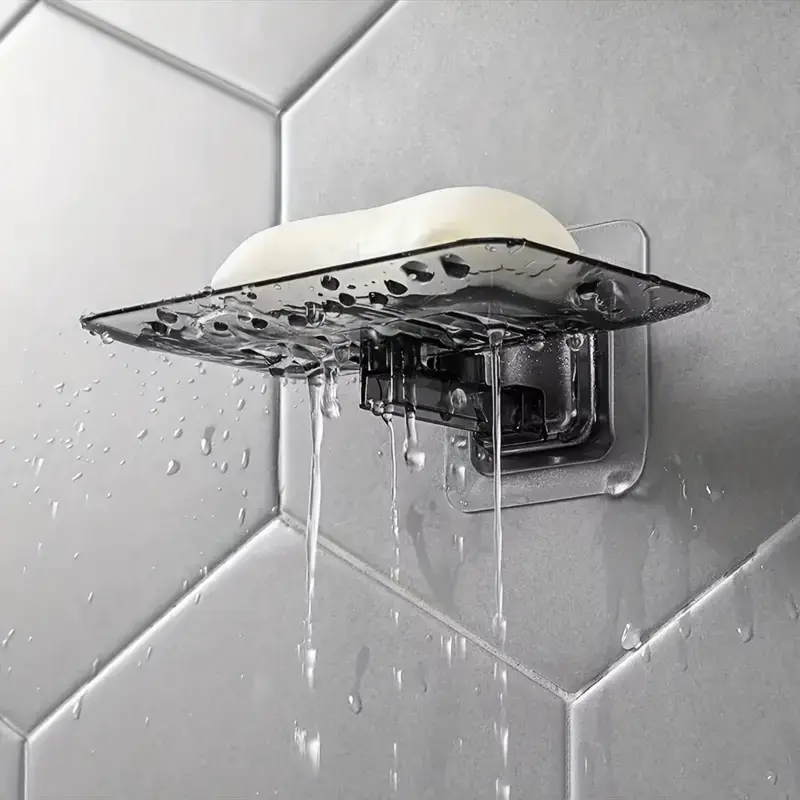 2 Stück transparente, nahtlose Seifenschale, an der Wand montierte Kristall-Seifenschale, porenfreies Seifenregal, Seifenregal zum Abfluss