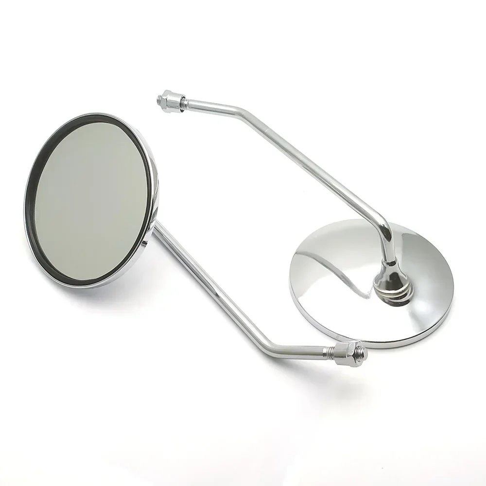 Un par de espejos cromados para motocicleta, espejo retrovisor Universal para motocicleta, manillar de 8mm, 22mm y 25mm, espejos convexos ovalados redondos