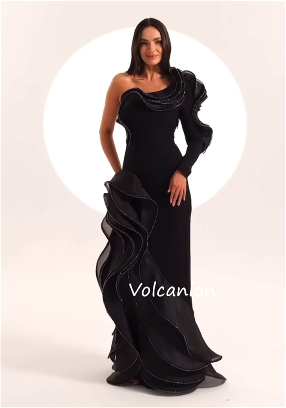 Длинные платья трапециевидной формы из джерси с рюшами на одно плечо по индивидуальному заказу, вечерняя мода, изысканное соответствие