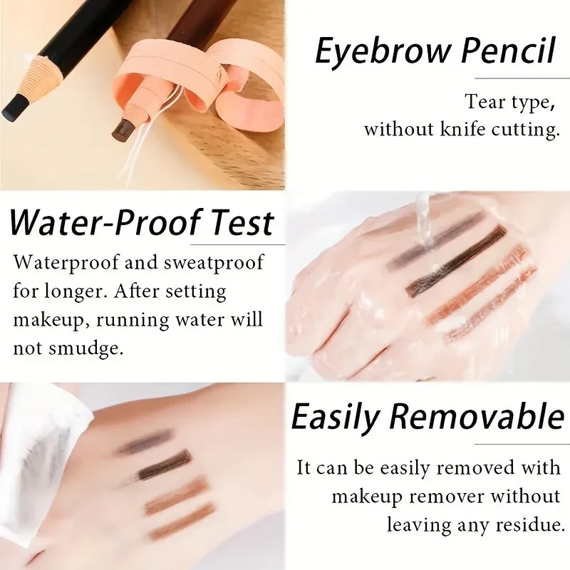 Lápiz de cejas con línea de tracción, no afilar a necesidad de lápiz de cejas, reproducción de color natural, a prueba de sudor y a prueba de manchas