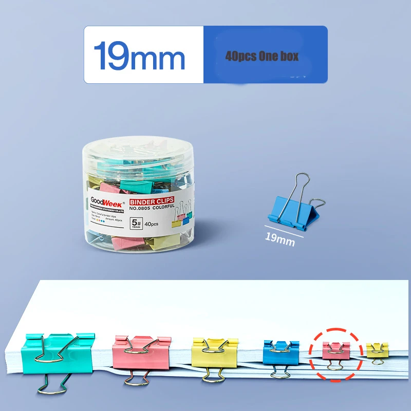 40 pz 19mm Cancelleria Per Ufficio Colore Coda Lunga Clip di Metallo In Acciaio Inox Documento Multi-funzionale Colore Coda Lunga Biglietto Clip