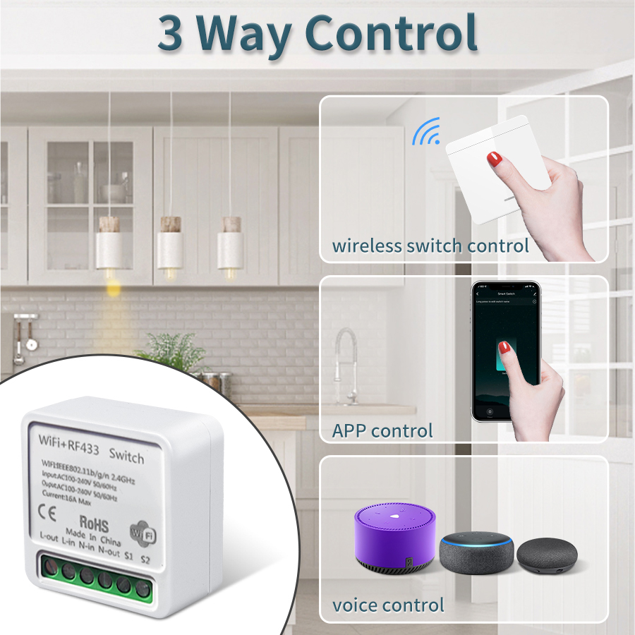 Умный Переключатель Tuya Wi-Fi 16A/20A RF 433 МГц, Беспроводной Настенный Переключатель 1/2/3 Gang