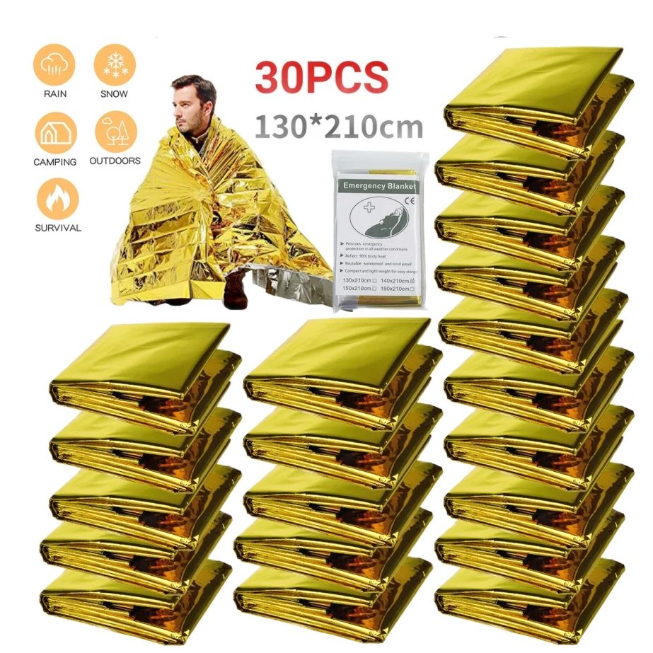130*210cm Outdoor Notfall Gold-Splitter Überleben Decke 5-30pcWaterproof Erste Hilfe Rettungs Vorhang Folie thermische Militär Decke