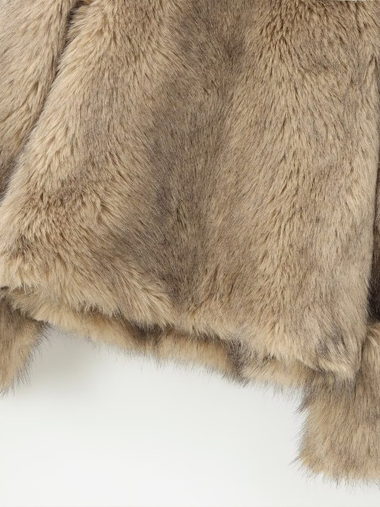 Estilo europeu e americano feminino outono e inverno nova moda all-match efeito de pele artificial moletom