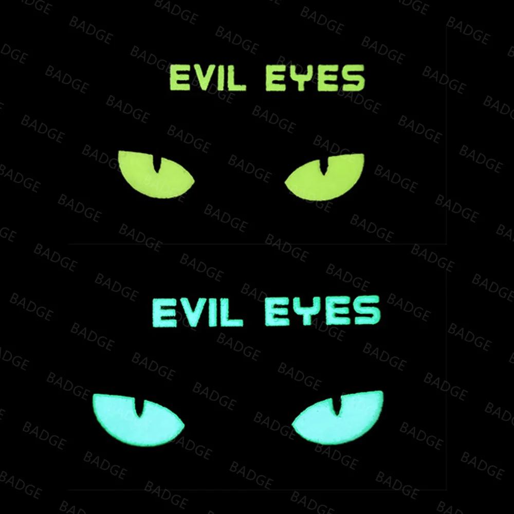 Glow in The Dark Patches Cat Devil's Eyes Tactical Patch Combat Hook Fasteners Ranger Motorcycle Biker Tags Operator Emblem