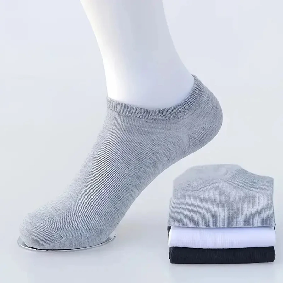 5 pares de calcetines náuticos para hombre, calcetines deportivos de negocios con absorción de sudor para verano y otoño, calcetines tobilleros versátiles sin pilling de Color sólido