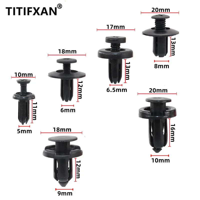 Bộ 60 5Mm 6Mm 7Mm 8Mm 9Mm 10Mm Lỗ Xe Ốp Lưng Đinh Tán Dây Tự Động fender Cửa Viền Bảng Kẹp Dành Cho Xe Honda Nissan Toyota Hyundai