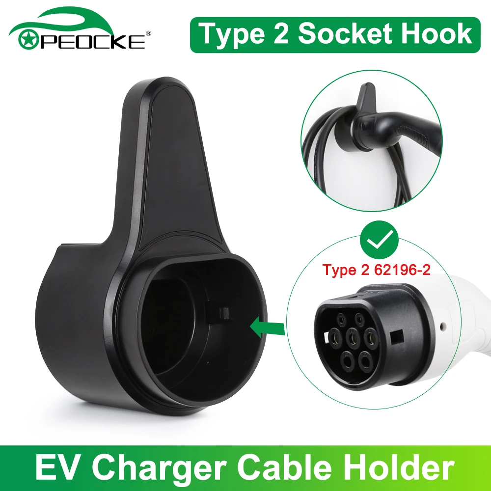 Suporte de tomada de carregador ev para veículo elétrico tipo 2/tipo 1, suporte de tomada de cabo de carregamento, proteção extra, caixa de parede montada na parede