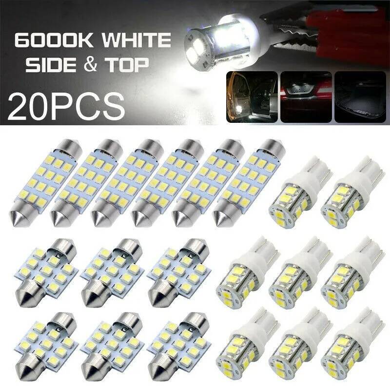 Ampoule de voiture T10 6000K SMD LED de remplacement pour plaque d'immatriculation/ampoules de lecture, lumière intérieure blanche au xénon, 10 à 42 pièces
