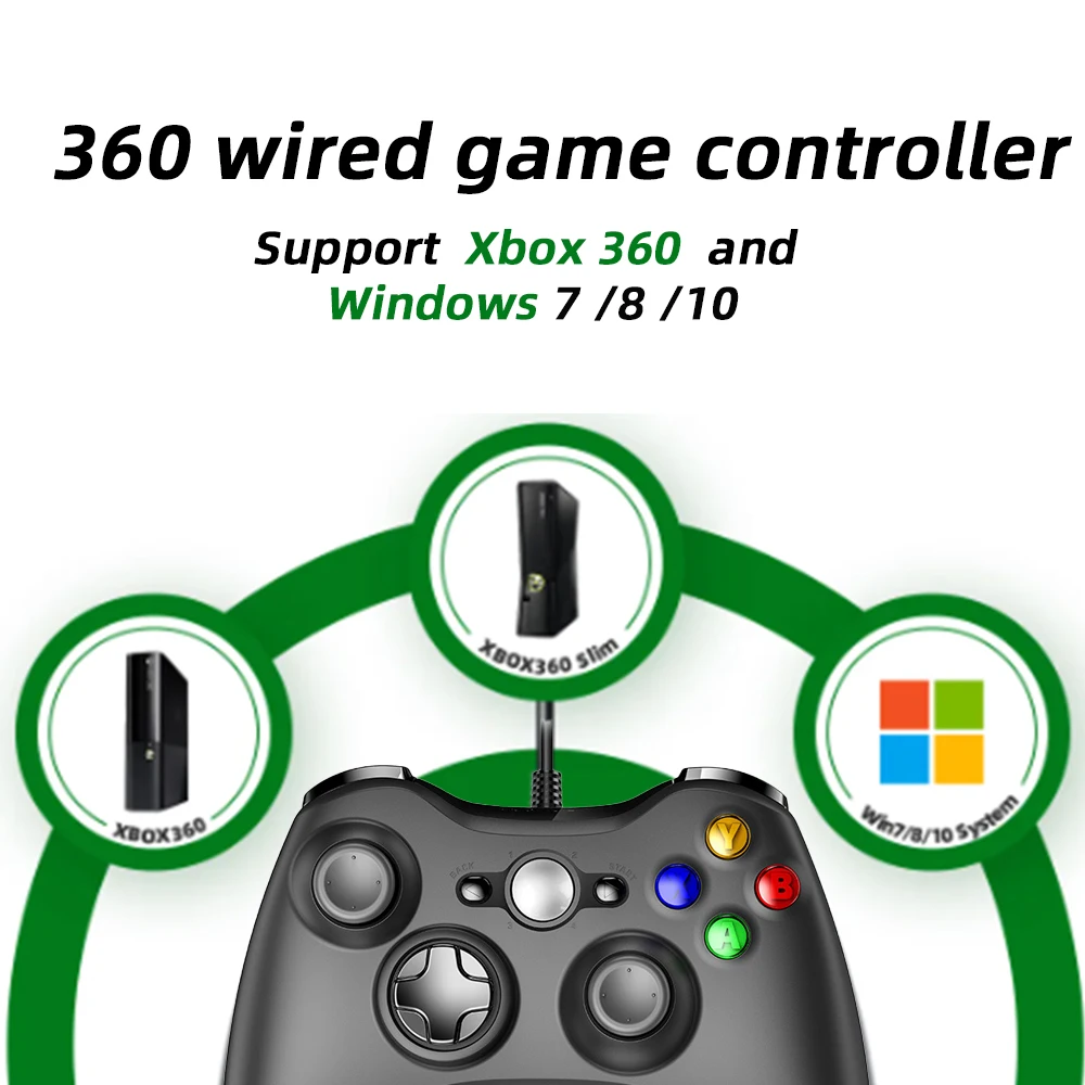 Il controller di gioco cablato 360 supporta Xbox 360 e Windows 7/8/10, con motore integrato, più colori tra cui scegliere