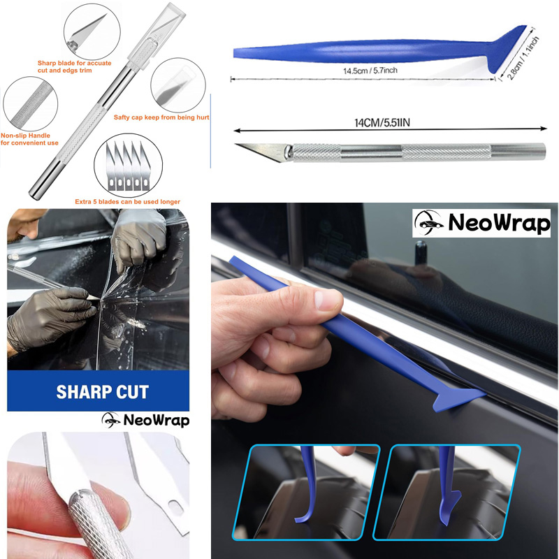 Zestaw narzędzi do oklejania samochodu Rakla do folii Taśma tnąca do folii winylowej Szpatułki do folii winylowej Narzędzia do cięcia folii samochodowej Akcesoria do folii samochodowej