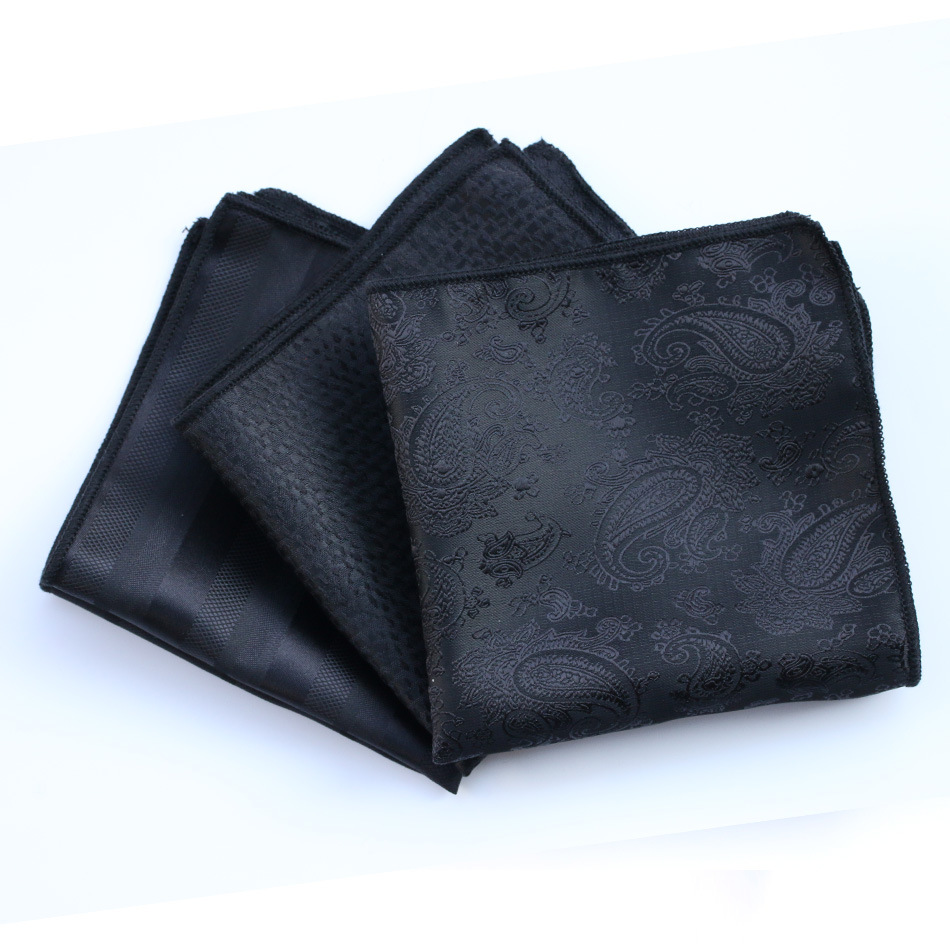 Lenço quadrado masculino no peito, bolso preto clássico, estilo britânico, lenço de poliéster, lenço da moda, toalha formal