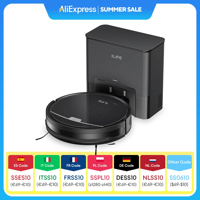 Robot aspirador ILIFE V9/V9Pro, autovaciado, fuerte succión de 3000 Pa, navegación giroscópica, horario, Control por aplicación/Alexa, para pelo de mascotas