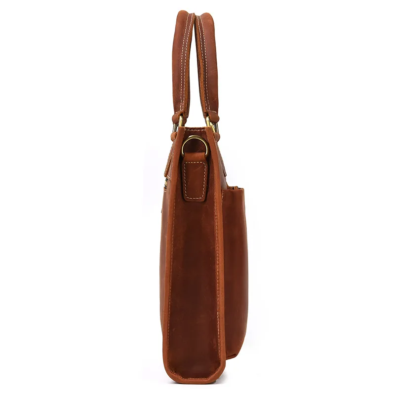 กระเป๋าถือหนังบุรุษ 15.6 นิ้ว PC Notebook แล็ปท็อปกระเป๋าเอกสารไหล่กระเป๋า 100% Cowhide กระเป๋าชายธุรกิจกระเป๋า