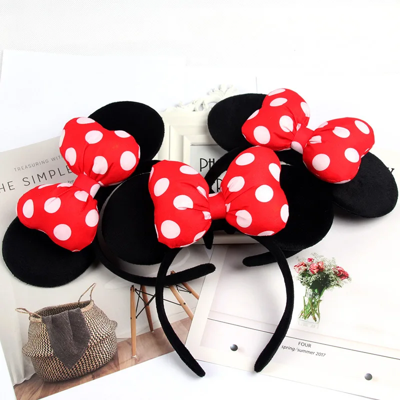 Đèn LED Đeo Đầu Chuột Minnie Tai Nơ Chấm Bi Dạ Quang Băng Đô Quấn Tóc Flash Trẻ Em Đèn Phụ Kiện Tóc Đèn Nhiều Màu Sắc Đồ Chơi