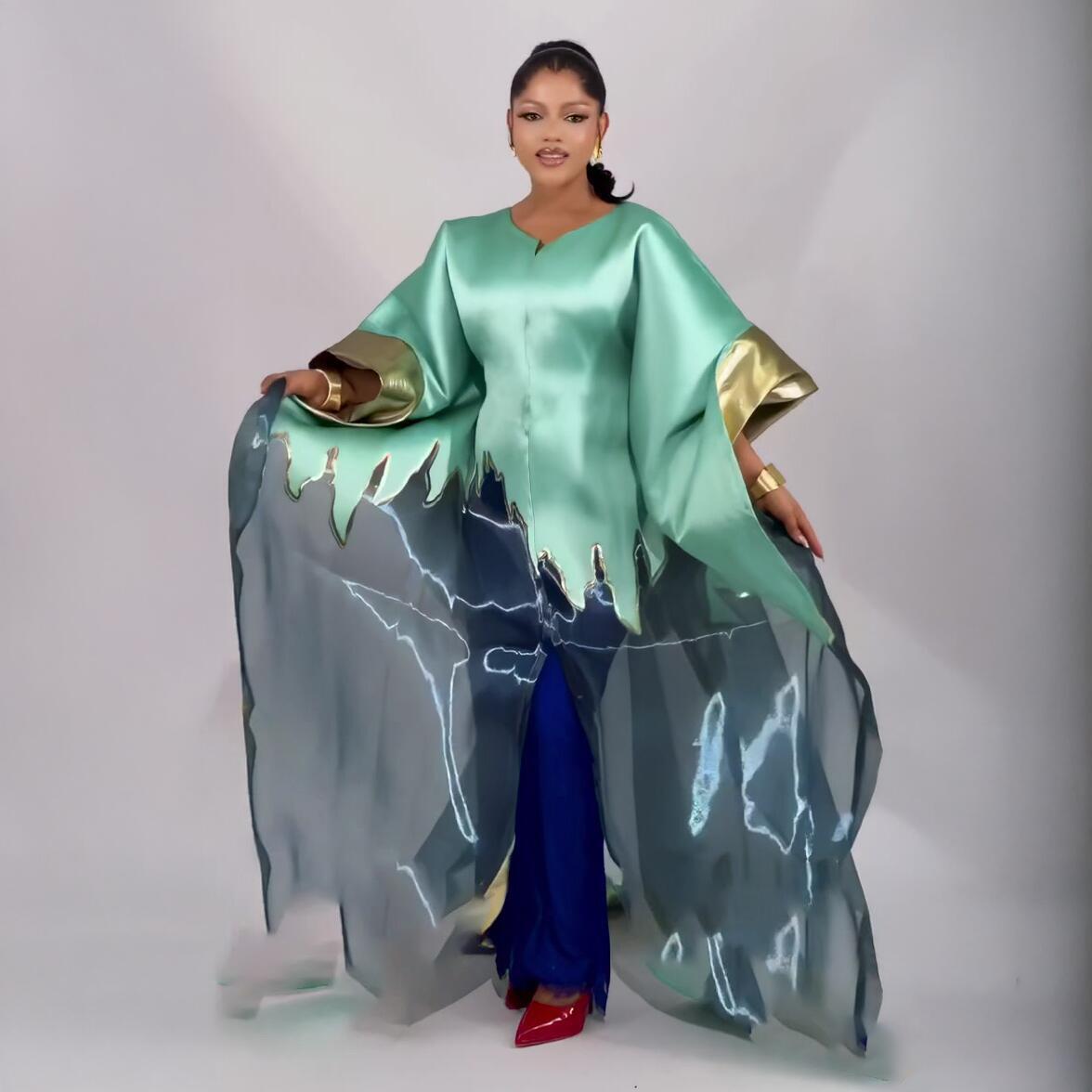 Par de dos piezas de moda con lencería de encaje Boubou vestido de mujer lujoso ropa de tela africana para mujer