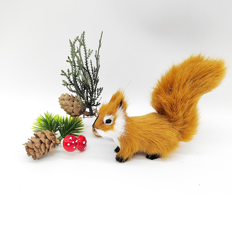 Figuras de animales de ardilla de simulación, miniaturas artificiales de ardilla falsa, adornos de árbol de jardín, decoración de mesa de Navidad para el hogar