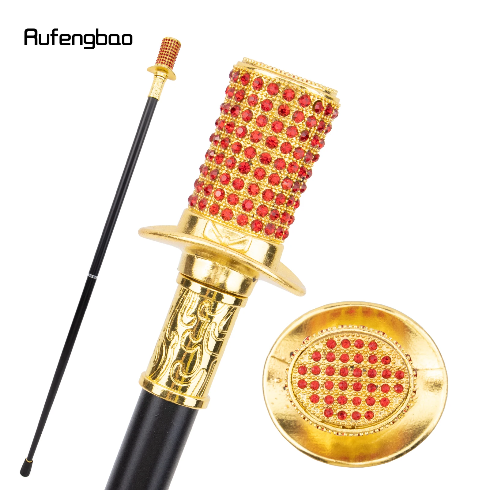 Bastón para caminar con diamante Artificial rojo dorado, bastón decorativo a la moda para caballero, bastón elegante para Cosplay, bastón con perilla de 95cm