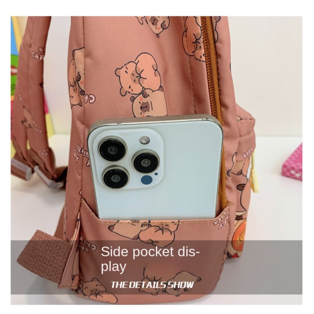 Cute Large Capacity Capybara Backpack Breathable Ultra-light Student Schoolbag Cartoon Nylon Book Bag Stationery Back to school