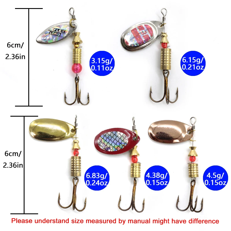 Cucchiaio di metallo Spinner Richiamo di pesca 10 pezzi Set Spoonbait Crankbaits Wobblers da pesca per luccio Kit all'uncinetto Esca artificiale