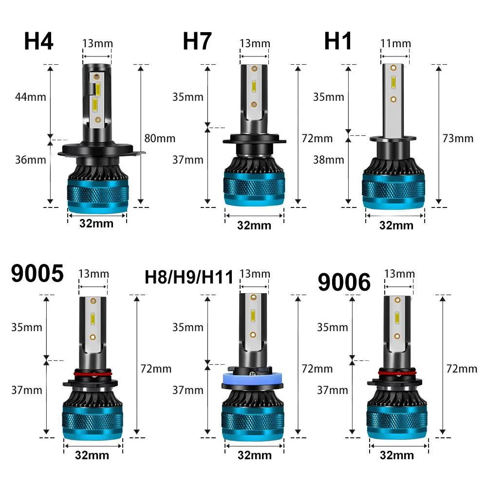 Faro delantero LED Canbus H4, Chip CSP, LED H7 H1 H11 H8 H9 9005 9006 HB3 HB4 150W, faro antiniebla automático 6000K 30000LM 12V