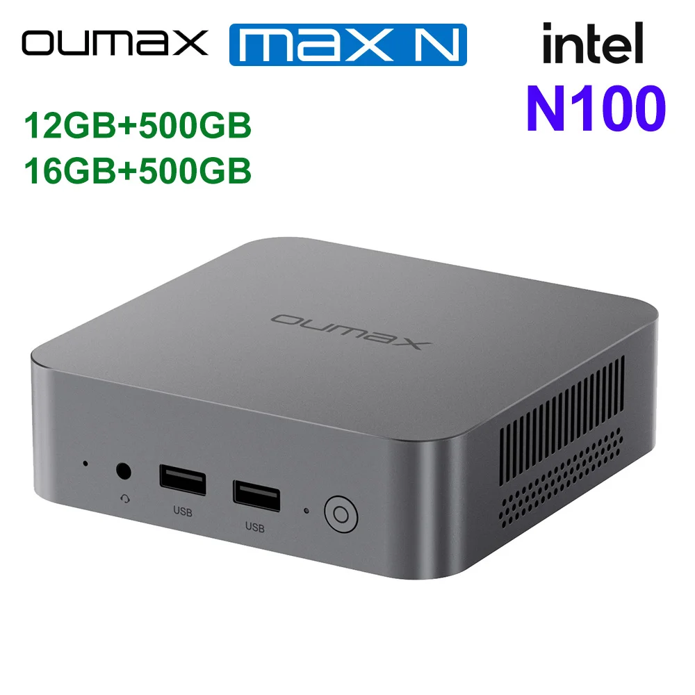 Мини-ПК OUMAX Intel Alder Lake N100, 16 ГБ, 500 ГБ, поддержка мини-настольного компьютера с двойной локальной сетевой локальной сети