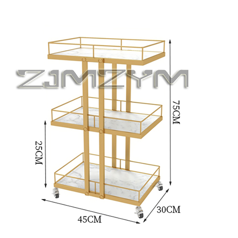 Mehrschichtiger Eisenwagen Schönheitssalon Trolley Wagen Lebensmittelservierwagen Maniküre Hilfsfriseurmöbel