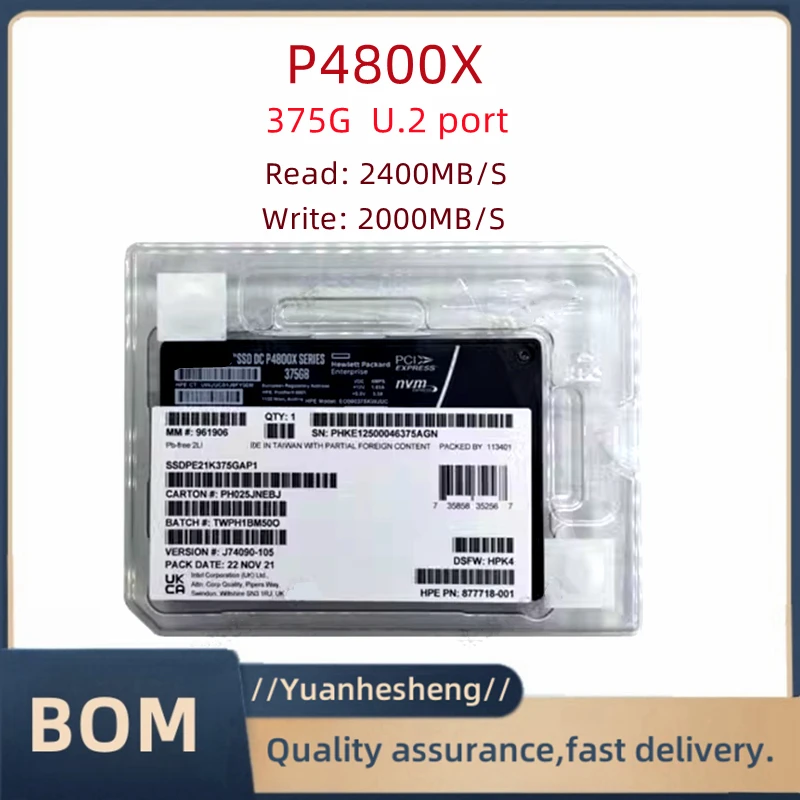 Original P4800X 375G 750G 1.5TB U.2 Ultra Long Life Enterprise Solid State Drive For Intel Aoteng System Disk  P4800X