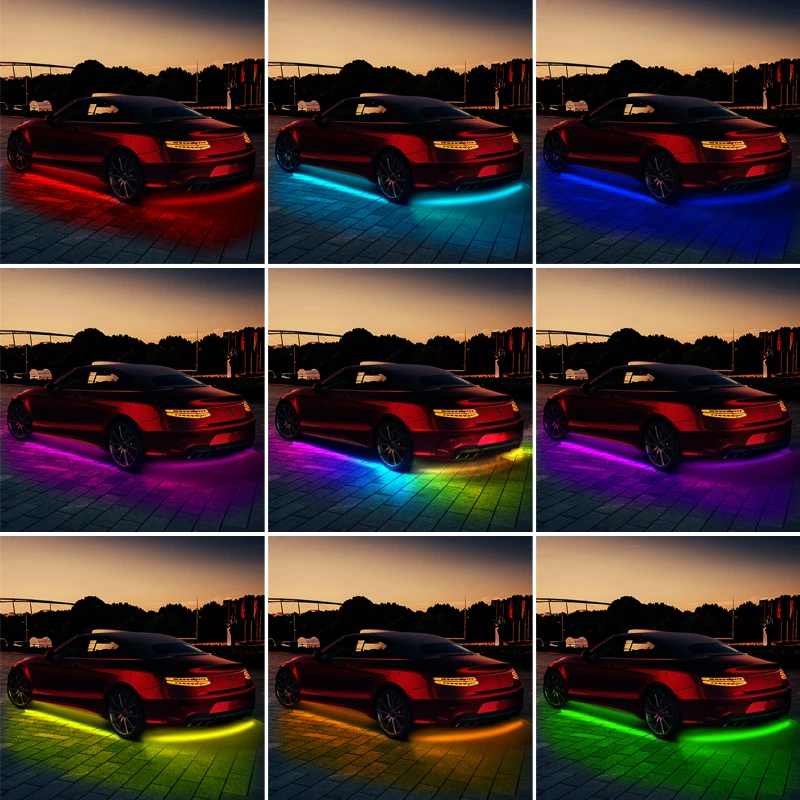SEAMETAL-tira de luces LED Flexible para coche, Control remoto por aplicación, luces de neón RGB, lámpara de ambiente para decoración de automóviles