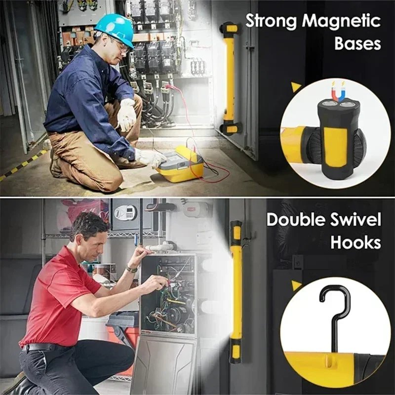Super Bright 5000LM LED Rechargeable Magnetic Work Light with Rotating Base & Hooks - Underhood Lamp for Car Repair/Emergency Ki