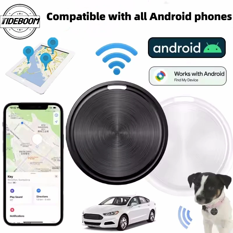 Автомобильный мини-GPS-трекер Bluetooth для Android, поиск сумок для ключей с приложением Google Find My Device, поиск ключей для локатора домашних животных