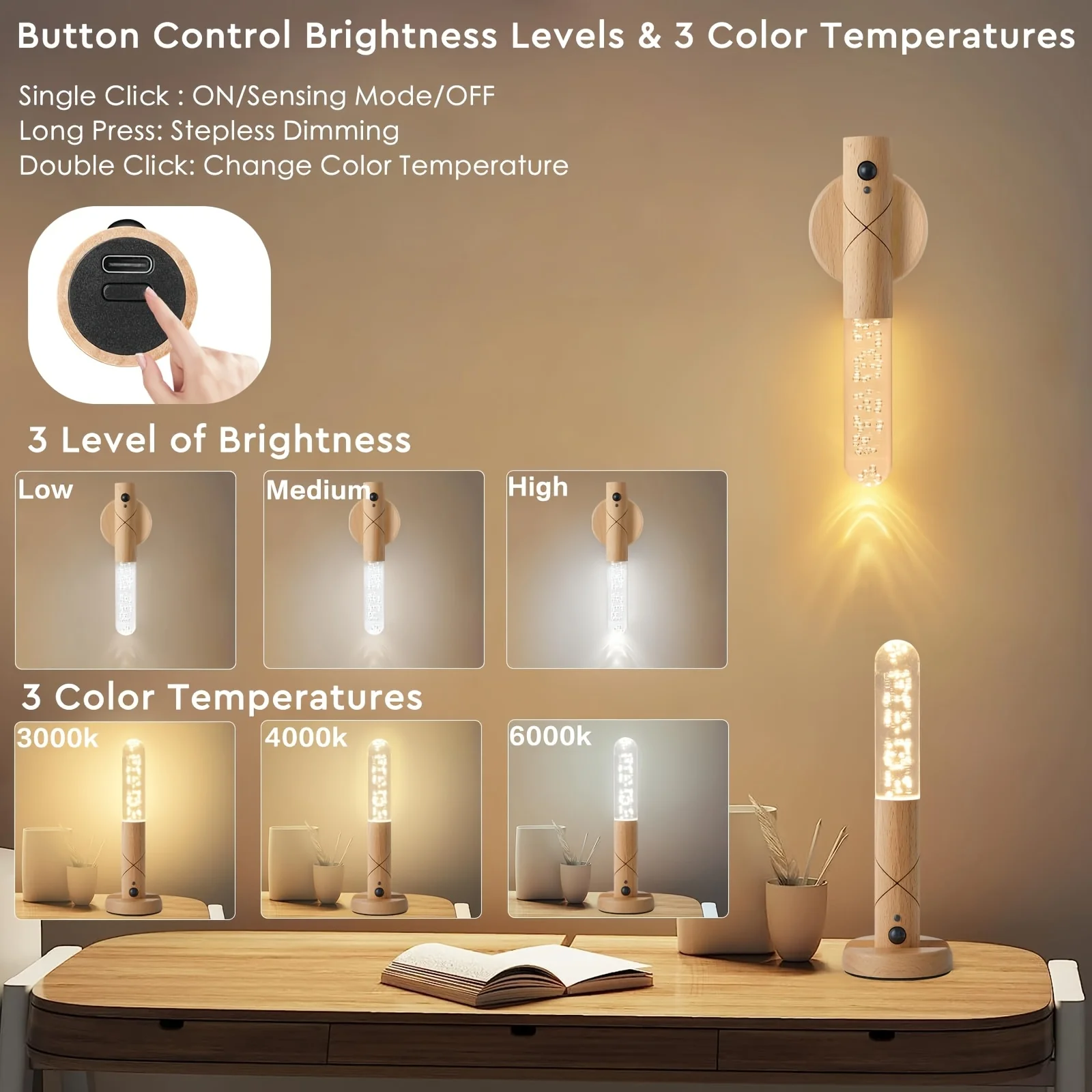Luz nocturna con sensor de movimiento, aplique de pared con pilas para interiores, pasillo inalámbrico magnético, sala de estar, dormitorio, escalera, pasillo