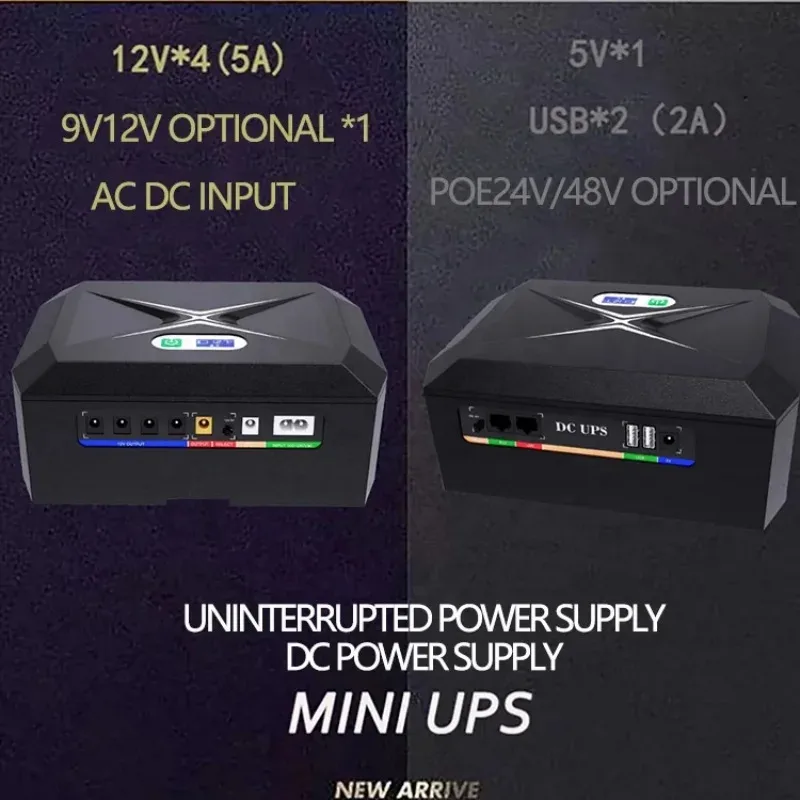 Mini UPS for wifi routher with 5V 12V 15V 24V 48V optional 60W 100W 120W 48000mah  Uninterruptible power supply