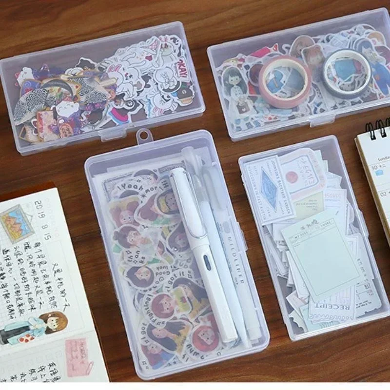 1 pz adesivi porta cancelleria scatola di immagazzinaggio in plastica per ufficio organizzatore conta manuale contenitore portautensili mini scatola trasparente