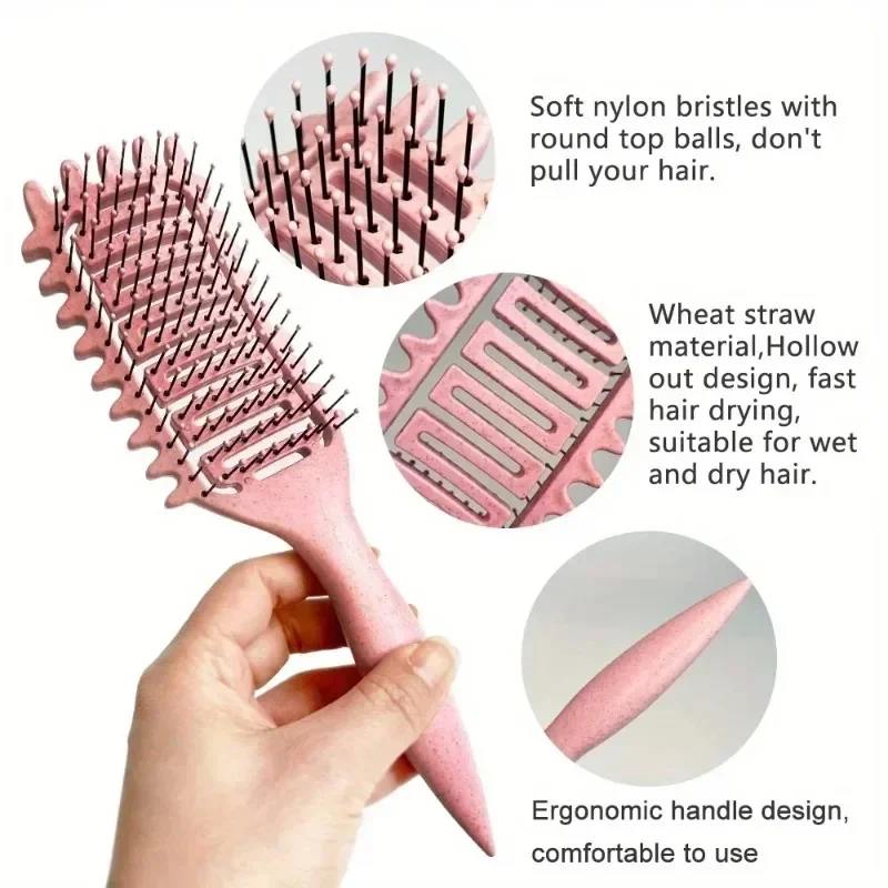 Curl กําหนดแปรงจัดแต่งทรงผม Hollow Out Detangling แปรงผม Tangled Wet Curly ผมหวี Shaping Curls ตัดผม Hairdressing เครื่องมือ