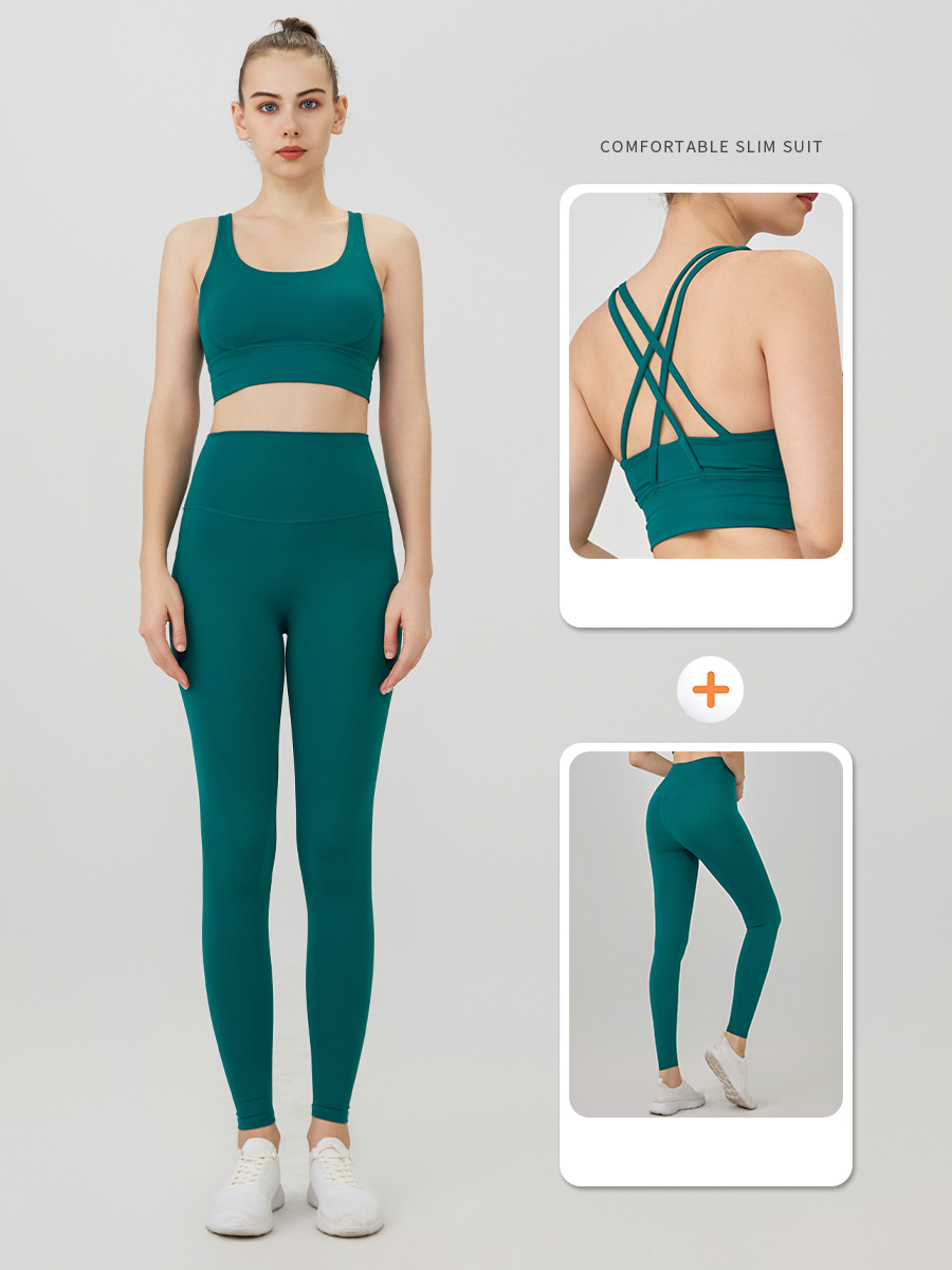 Ropa de Yoga de 2 piezas, chándal para mujer, ropa atlética, traje de Fitness para Pilates, entrenamiento de gimnasio, ropa de realce, Sujetador deportivo, traje de mallas