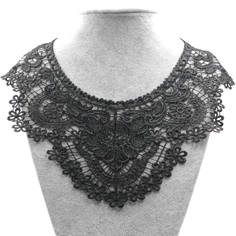 Wasserlöslicher Spitzenkragen, Blumen-Polyester, leichte Seidenstickerei, Corsage, dreidimensionaler hohler Fake-Kragen, DIY-Spitzenzubehör