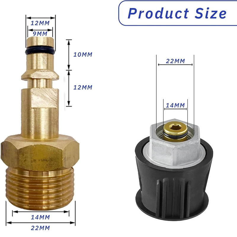 เครื่องฉีดน้ําแรงดันสูง Quick Connect Adapter สําหรับ Karcher K2-K7 Series ทองเหลือง M22 14 มม.ท่อเชื่อมต่อ Quick Release Adapter